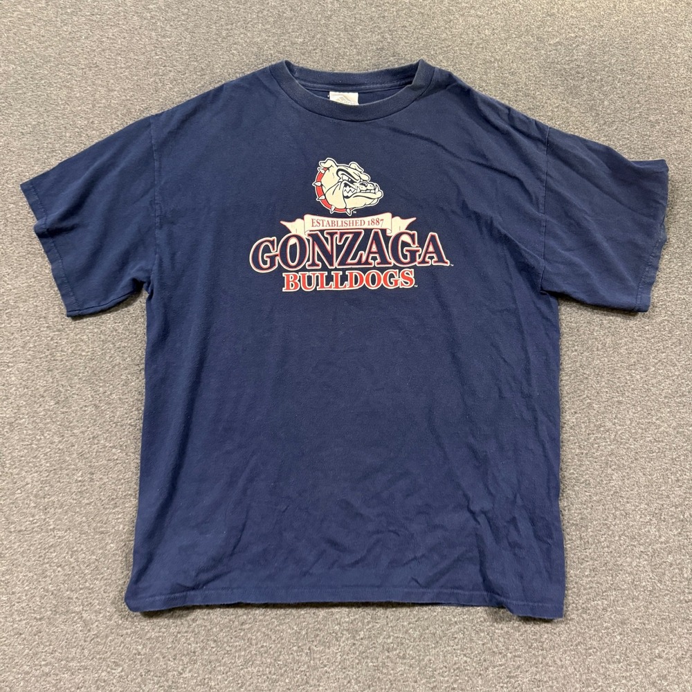 Y2K Adidas Gonzaga Bulldogs T Shirt Mens XL Navy Good Graphic Tee